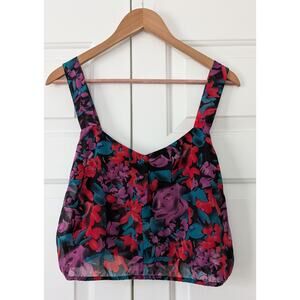 Reformed Dark Floral Lightweight Crop Top